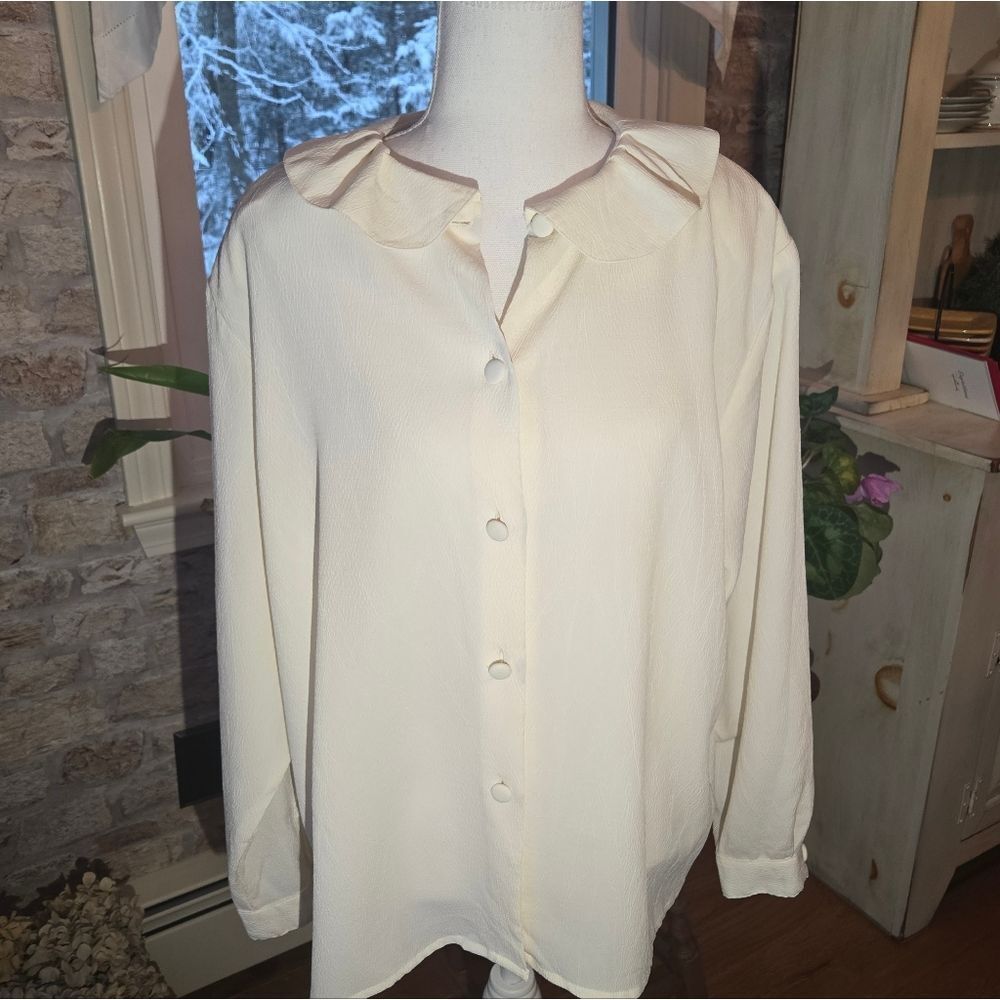 Oscar de la Renta Cream Blouse Size 16